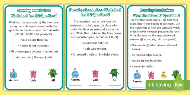 Logical Thinking - Drawing Conclusions with Monsters Level 2 ...