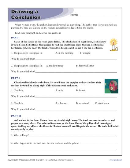 drawing conclusions and making inferences worksheet