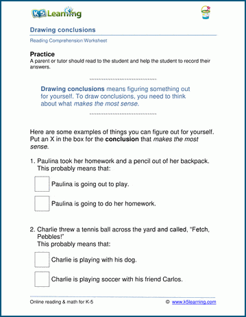 Drawing conclusions worksheets for grade 1 | Worsheets library