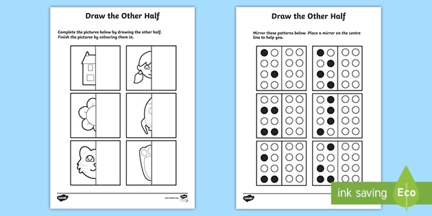 Draw The Other Half Symmetry Worksheet | Symmetry Resources