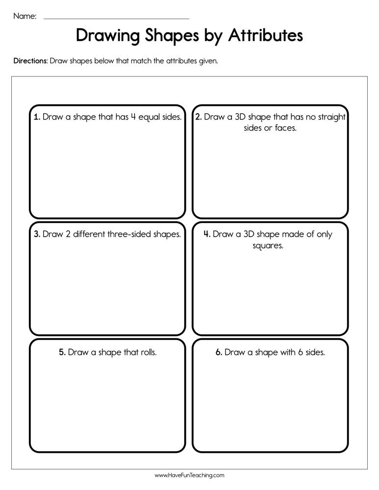 Drawing Shapes By Attributes Worksheet