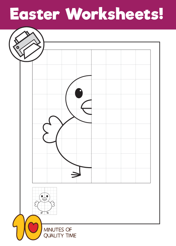 Chick Symmetry Drawing Worksheet - 10 Minutes of Quality Time