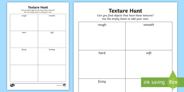 Texture Hunt Worksheet / Worksheet (teacher made) - Twinkl