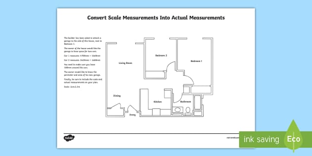 Planning a garage using scale measurements Worksheet / Worksheet
