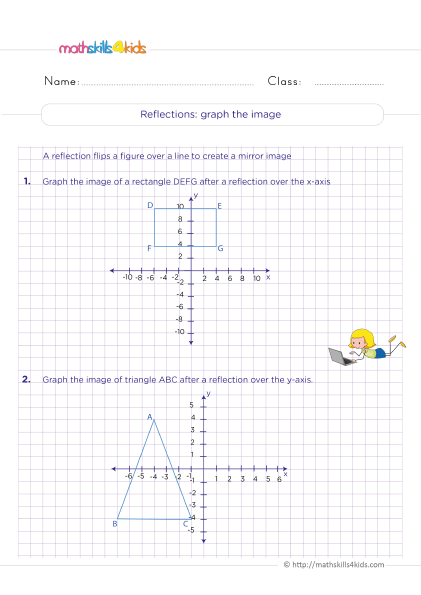 6th Grade symmetry and transformation worksheets