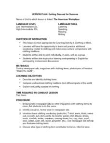 dress for success worksheet