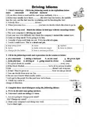 Driving Idioms - ESL worksheet by croussan
