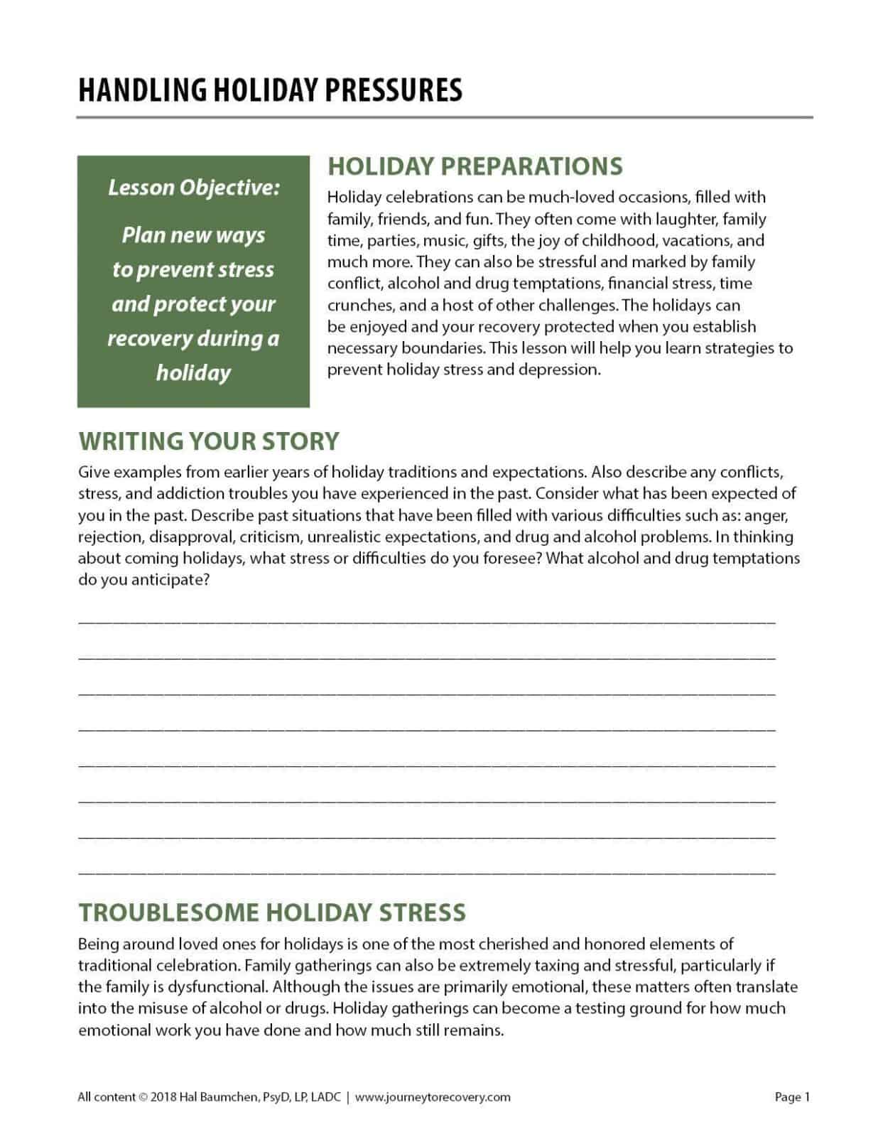 drug and alcohol recovery worksheet