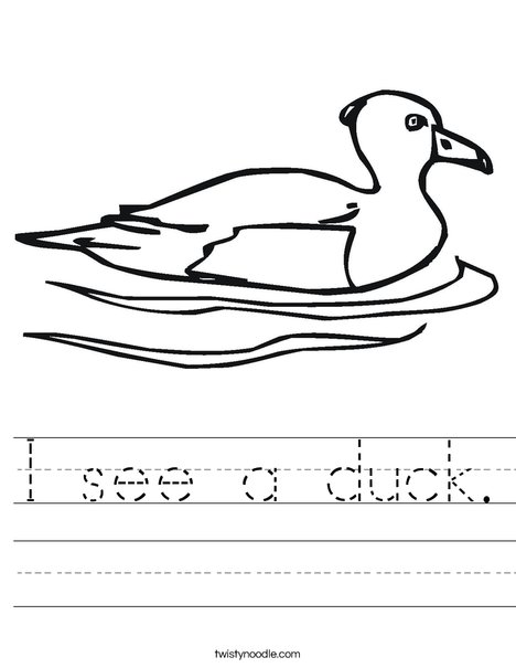 I see a duck Worksheet - Twisty Noodle