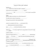 Dying to be Thin - Video Worksheet 1 .pdf - Dying to be Thin video ...