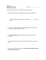 dying to be thin questions.doc - PSY 275 Dying to Be Thin video ...