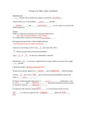 dying to be thin worksheet