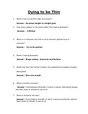 Dying to be Thin.docx - Dying to be Thin 1- What is the crucial ...