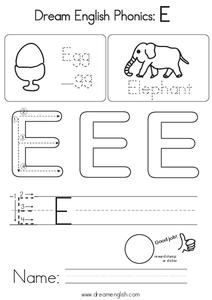Dream English Phonics: E Worksheet for Kindergarten - 2nd Grade ...