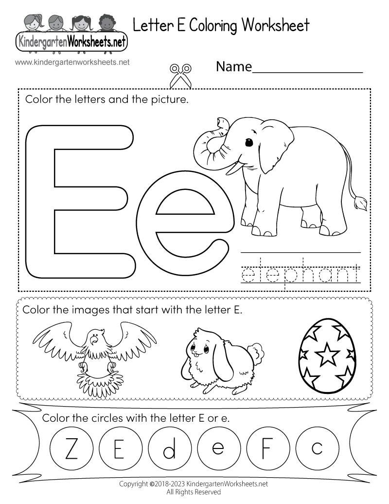 Letter E Coloring Worksheet - Free Printable, Digital, &  PDF