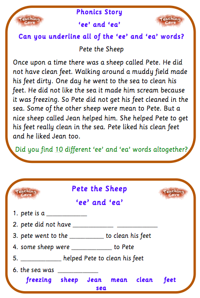 ea phonics worksheet