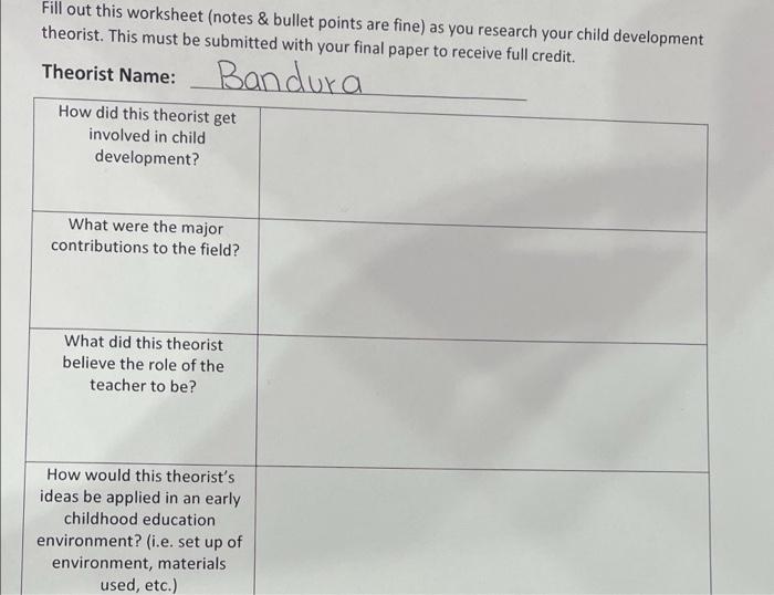 early childhood development worksheet