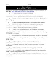 Student Born to Learn Development.docx - Name: Period: Born to ...