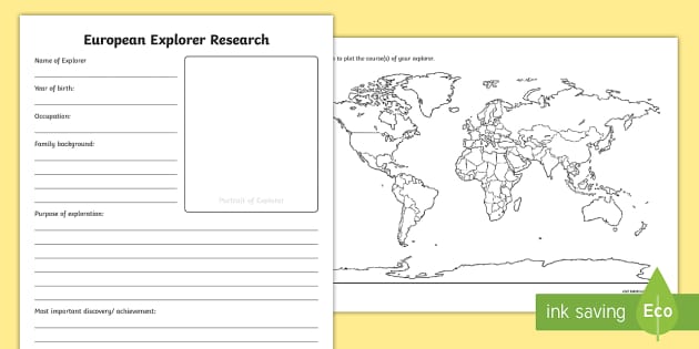 Early European Explorers Map Research Worksheet | Australia