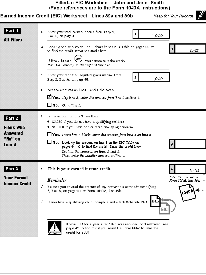 earned income credit 2014 worksheet