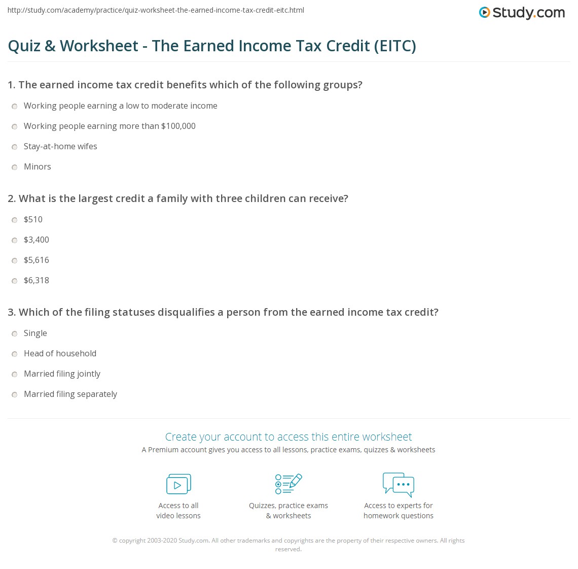 earned income credit eic worksheet