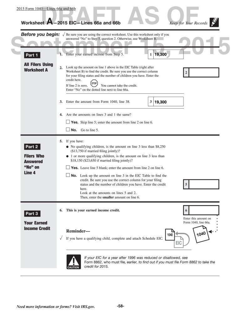 earned income credit worksheet 2013