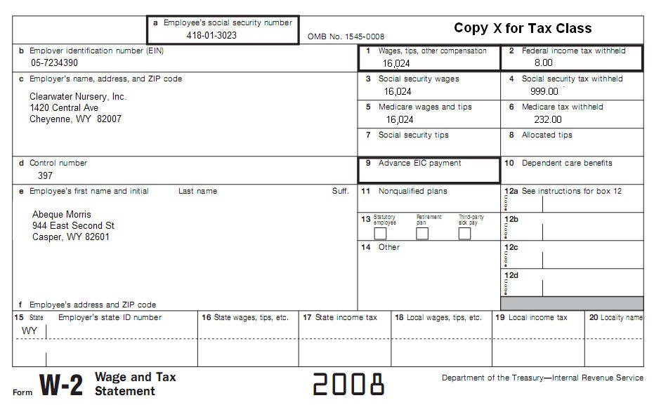 earned income credit worksheet a