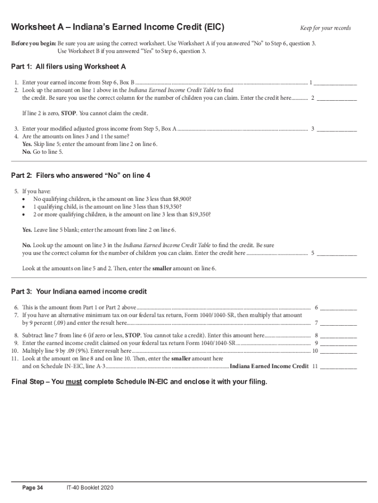 Eic worksheet: Fill out &  sign online | DocHub