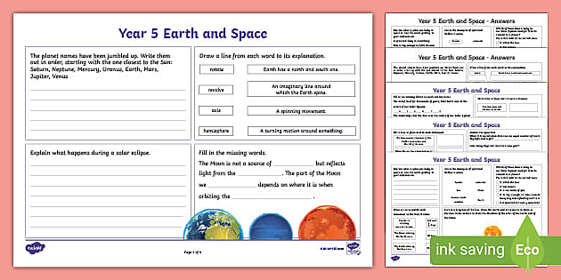 earth and space science worksheet