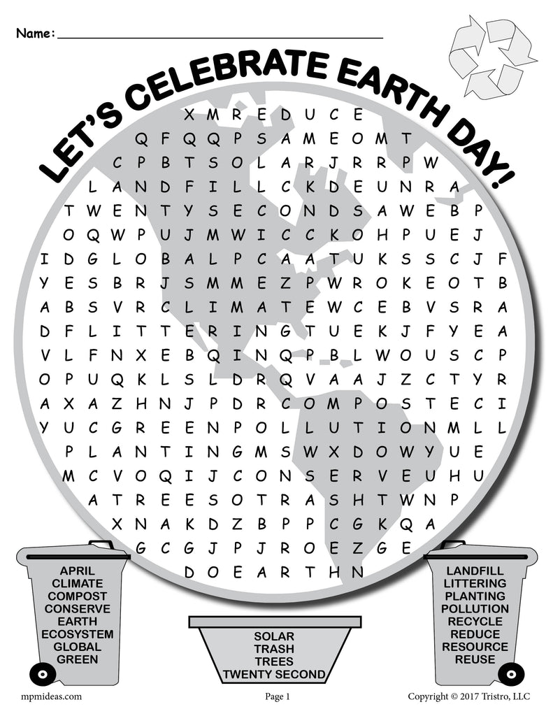 Printable Earth Day Word Search!