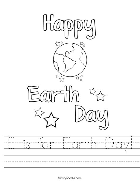 E is for Earth Day Worksheet - Twisty Noodle