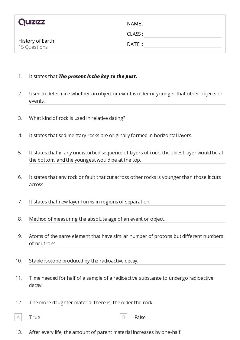 50+ history of life on earth worksheets on Quizizz | Free &  Printable