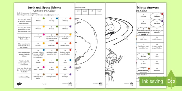 earth in space worksheet answer key