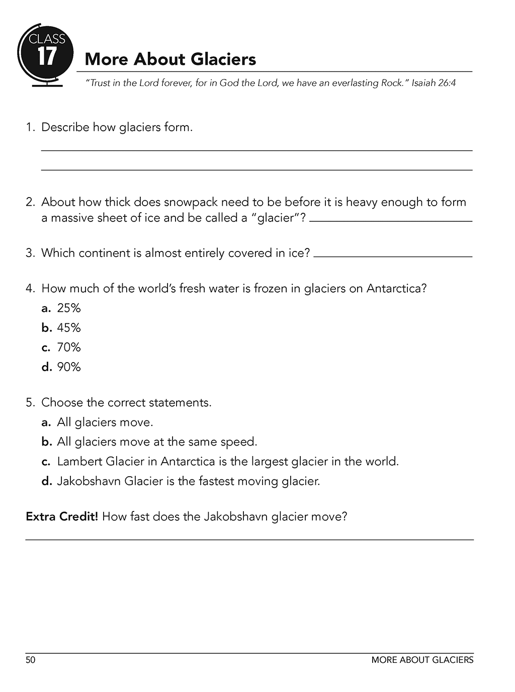 Workbook Level B for Homeschool Earth Science Curriculum
