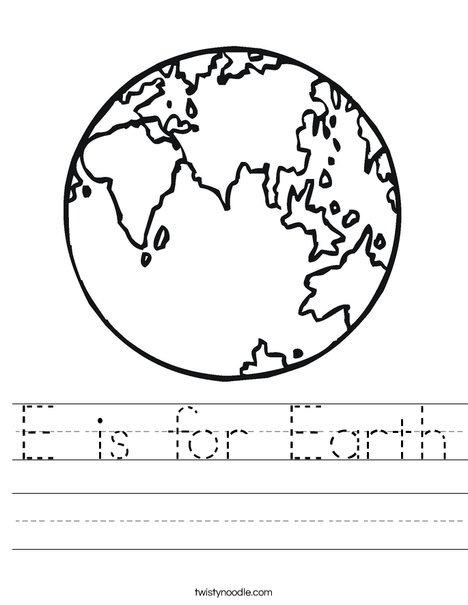 E is for Earth Worksheet - Twisty Noodle
