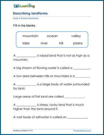 Describing the Earths Surface Worksheets | Worsheets library