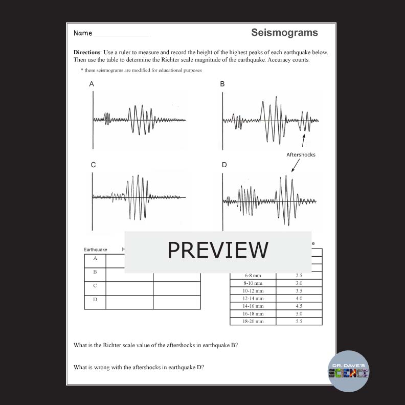earthquakes and seismic waves worksheet