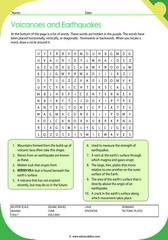 Volcanoes and Earthquakes, ESL Vocabulary Worksheets, English ...