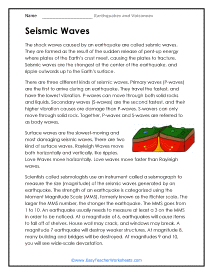 Earthquakes and Volcanoes Worksheets