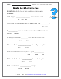 Commonly Confused Words Worksheets