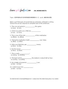 easily confused words worksheet