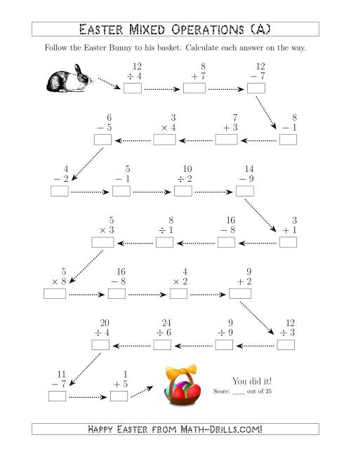 easter bunny math worksheet
