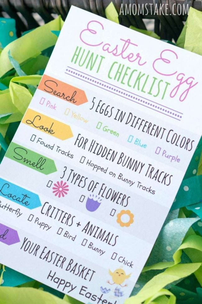 Printable Easter Egg Hunt Checklist - A Moms Take
