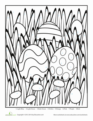 easter color by number worksheet