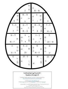 SUBTRACTION Egg Puzzles | Easter Math Worksheet Alternatives or ...
