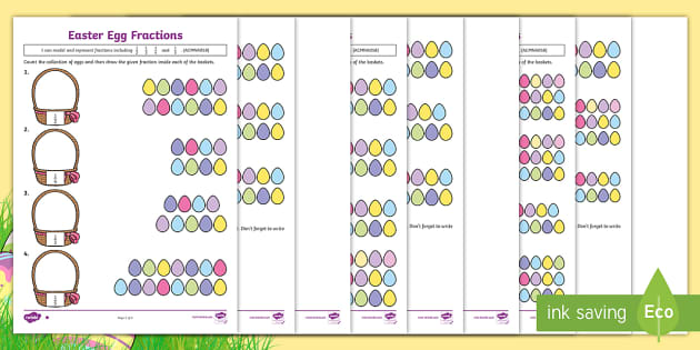 Easter Egg Fractions Differentiated Worksheet - KS2 