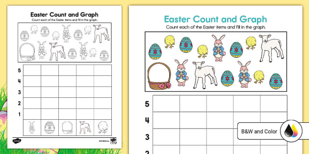Easter Count and Graph to 5 Activity for K-1st Grade