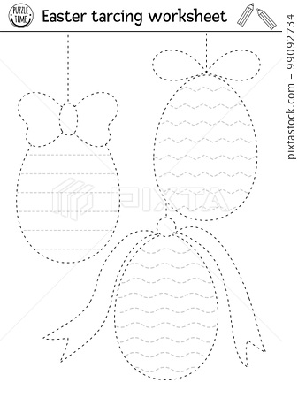 Vector Easter handwriting practice worksheet.... - Stock ...