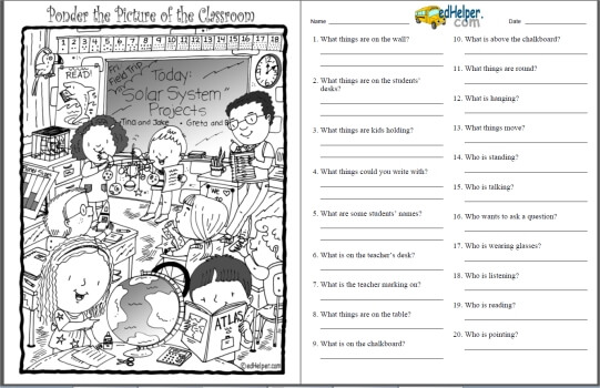 Find and Ponder the Hidden Picture Puzzles Worksheets