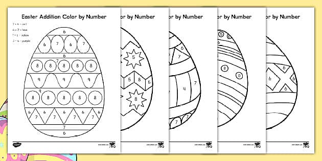 Easter Addition Color by Number | Printables | Twinkl USA - Worksheets ...